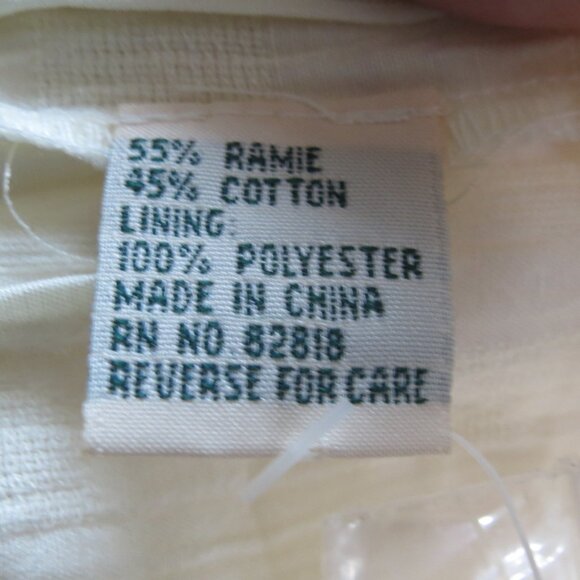 VTG Faith Mountain Cream Crochet Lace Sweater Top Lined Button Short Sleeve L - Picture 9 of 11